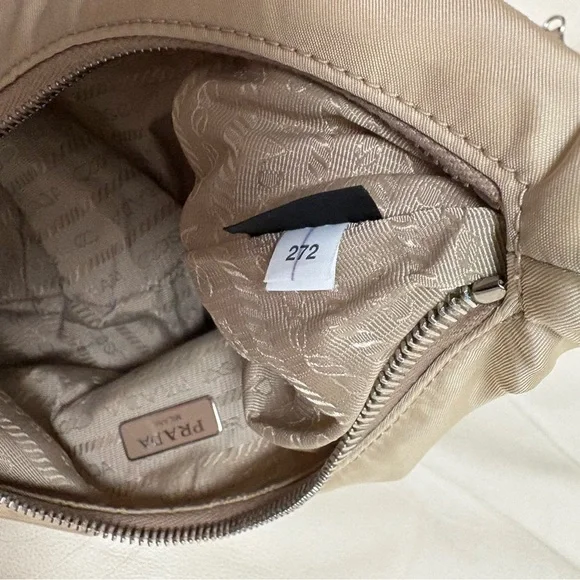 PRADA Re Edition Nylon 2006 Tessuto Beige Small Crescent Moon Bag - Picture 12 of 15